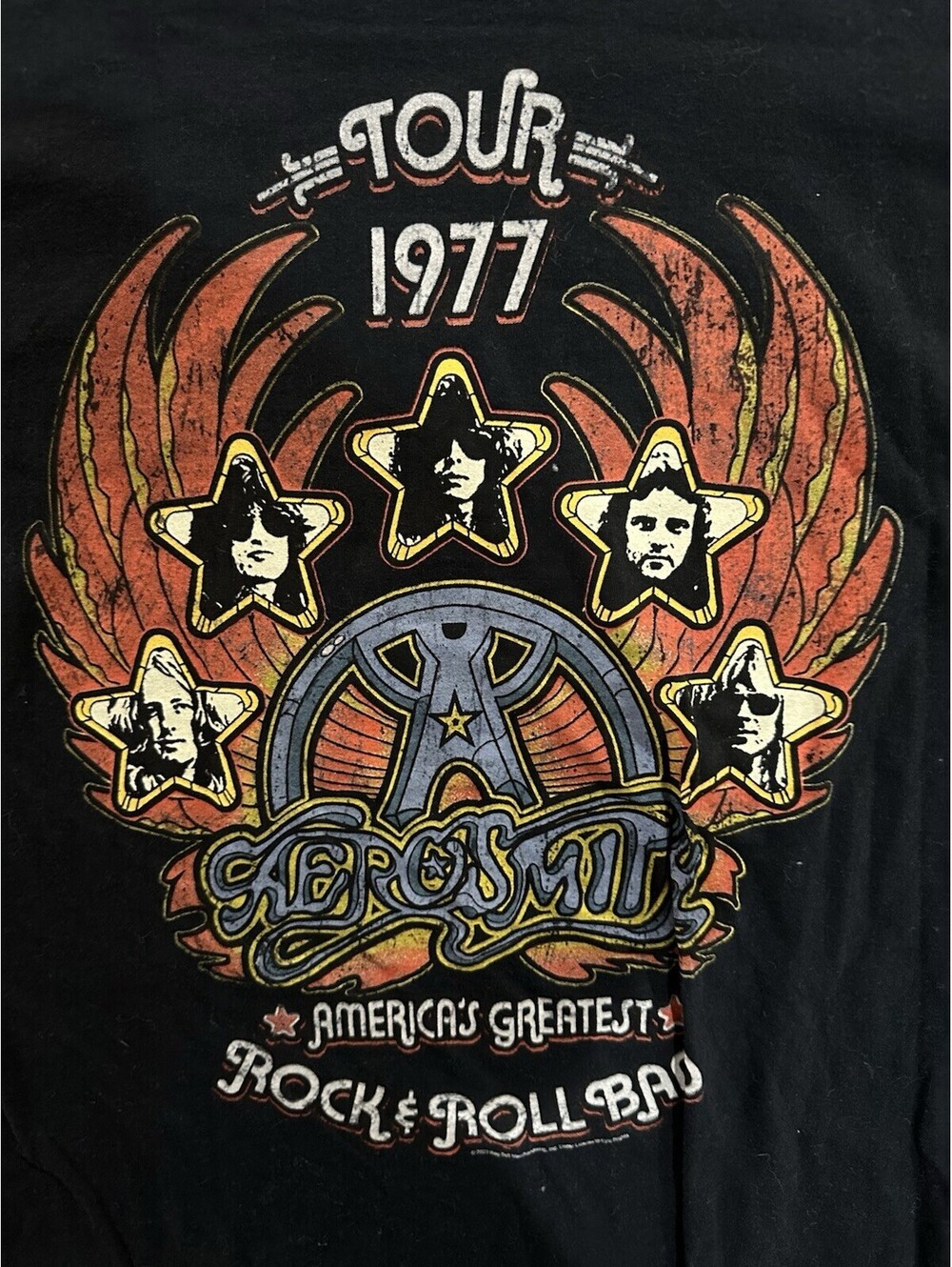 Aerosmith Tour 1977 Graphic Band T Shirt Mens 3XL Black Rock Roll Music Tee